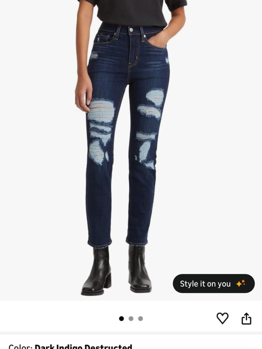 Dark Indigo Distressed High-Rise Skinny Jeans - Women's